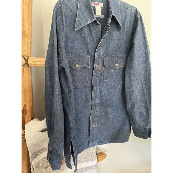 Levi’s Orange Tab Vintage 70’s Denim Shirt/Jacket Button Up , Side Slits Men’s M - Picture 1 of 8
